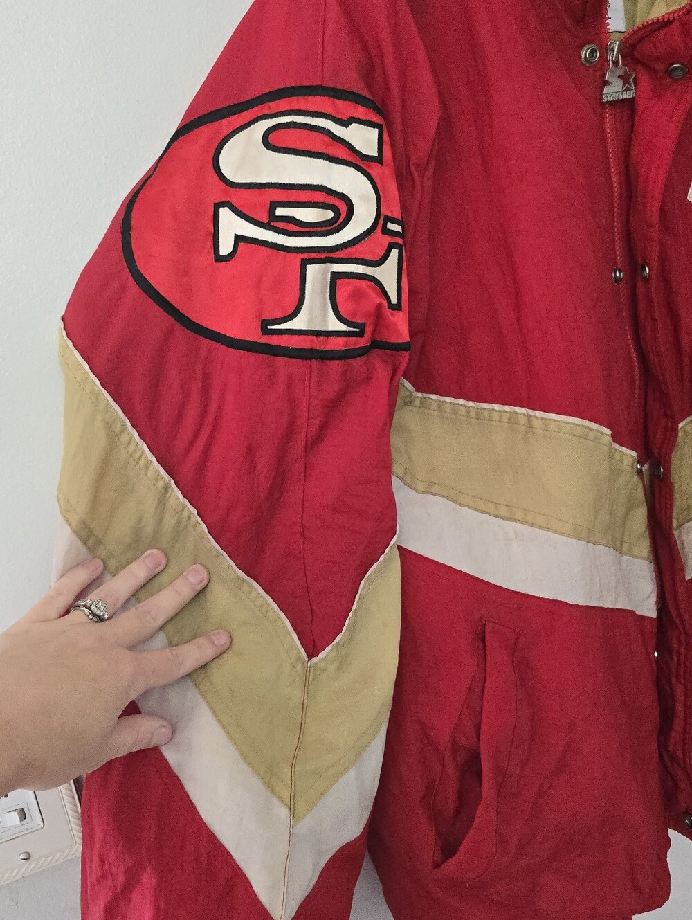 San Francisco 49ers Vintage 90s Starter Zip Up Jacket Hooded XL NFL Pro Line *re - Picture 8 of 16